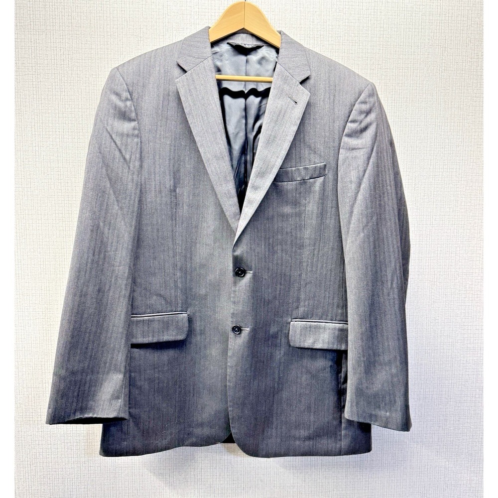 Jos. A. Bank Blazer Mens 42L Grey Wool Herringbone Tailored Signature Collection - Picture 1 of 8